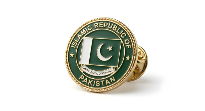 Pakistan Flag Pin Button Isolated on White Background