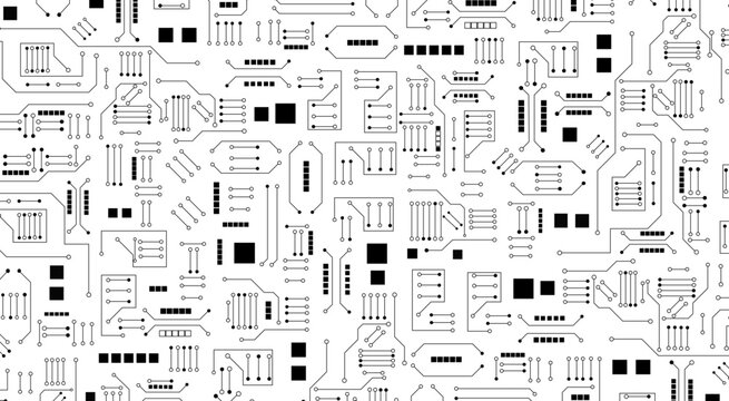 Electronic Components Line Art Pattern. Vector eps10