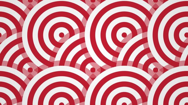 Red and white concentric circular pattern motion background circles rings