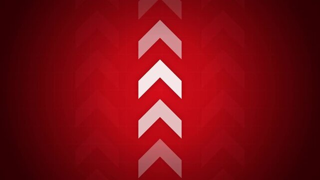 Moving white arrow icons on red background arrows direction motion abstract