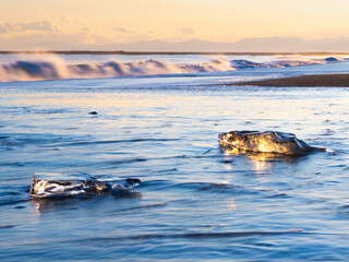 Ice Jewels Glowing on Otsu Coast at Sunset © YUTAKA