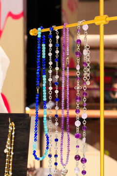 Jewelry necklaces sold in the store