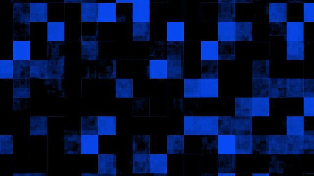 Grid pattern abstract pixelated animation loops blue and black blocks. Pattern abstract digital texture canvas provides clean corporate backdrops. Abstract pixelated loop works for text.