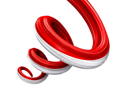 circle red and white ribbon indonesia flag celebrate independence day