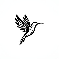 Fototapeta premium Black and white hummingbird vector illustration logo isolated on white background