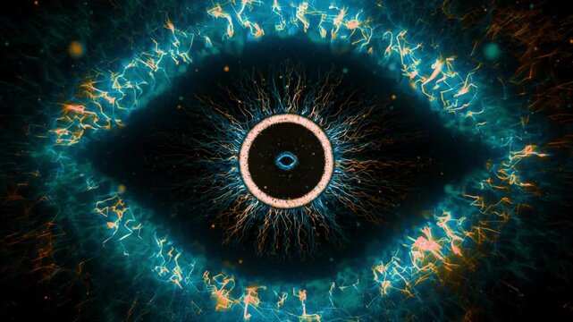 Cyan and Yellow Cyber Eye Energy Reactor 4K Seamless Loop
