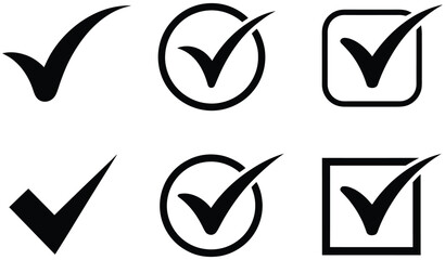 Check mark icon symbols representing approval verification confirmation and success for website computer and mobile platforms vector, design ©    