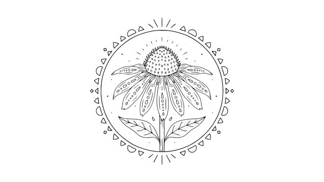 Botanical Flower Line Art Illustration