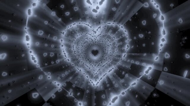 Frost Monochrome Heart Reactor Particle Tunnel 4K Seamless Loop
