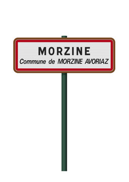Panneau d'entr&eacute;e de la ville de Morzine (Haute Savoie) en vectoriel