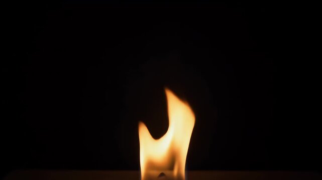 Simple flame flicker with soft glow isolated black background 