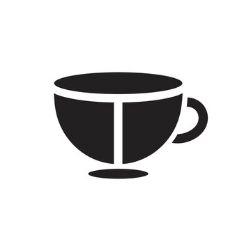 Minimalist coffee cup logo with clean circular lines.
