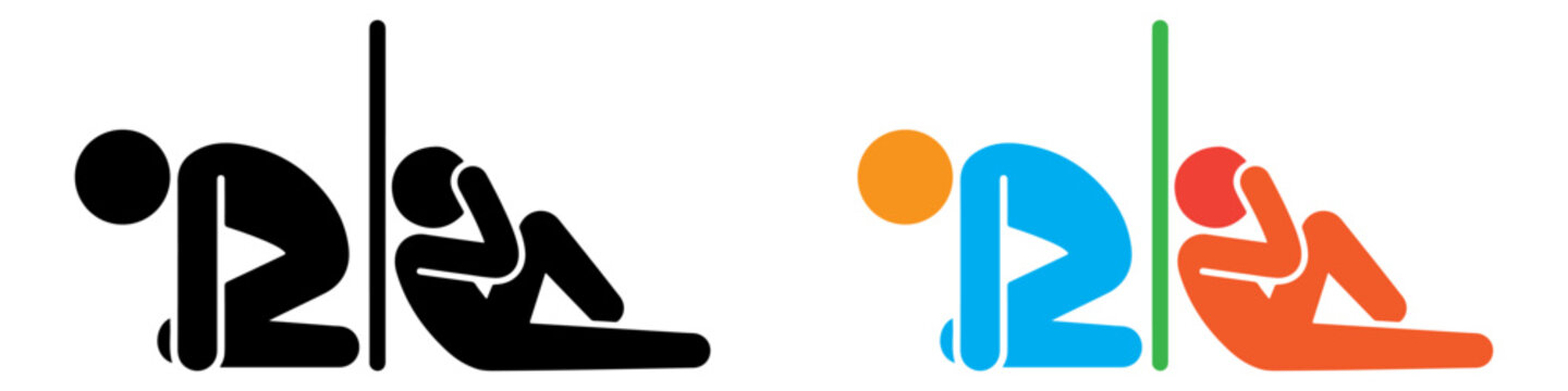 Person Bowing Kneeling Next to Sad Person Crying Leaning Against a Wall icon silhouette, logo, symbol, clipart vector illustration. PNG. Editable stroke. 