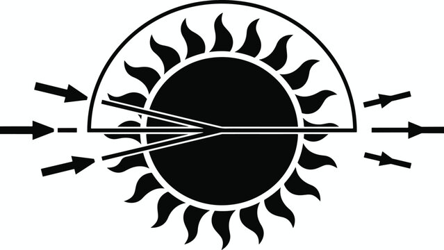 World Ozon Day concept vector graphic showing protection layer and sun rays with arrow symbol