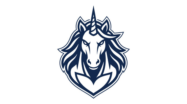 Mythical creature unicorn head emblem
