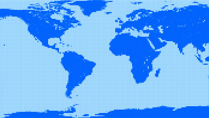 Dotted world map in blue tones background. This dotted world map visualizes global connectivity. Dotted world map for international technology and business themes. © Sabrix