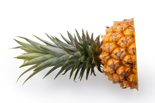 Fresh cut pineapple fruit isolated on white background with clipping path.