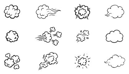Smoke clouds and steam puffs for comic book effects in a hand drawn doodle style © Mago