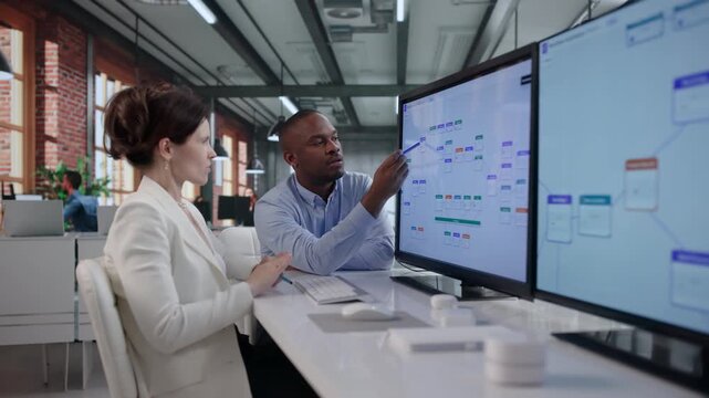 Business Manager And Software Developer Optimize Automated Workflow Together