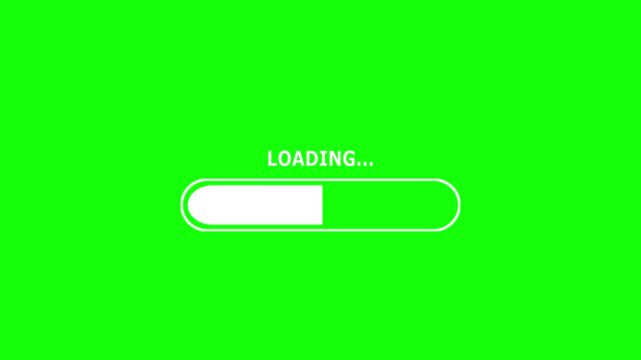 White Loading Bar Animation on Green Screen Chroma key Background.