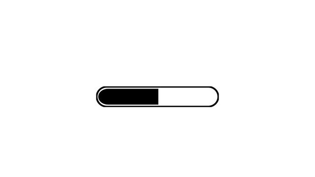 Minimal Black Loading Progress Bar Animation on White Background.