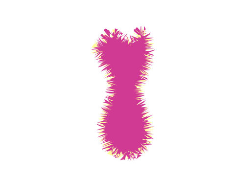 Vibrant pink fuzzy textured shape resembling a stylized hourglass silhouette