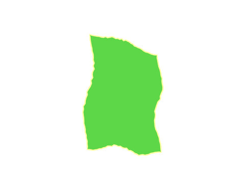 A single piece of bright green paper with a jagged and irregular torn edge