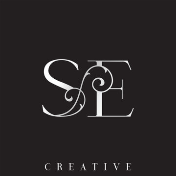 Luxury Silver Gold Double SE Monogram Vector Logo for Bridal Card Design