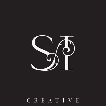 Luxury Silver  Double SI Monogram Vector Logo for Wedding Brand