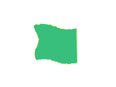 A vibrant green rectangular shape with a rough torn edge texture style