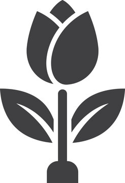 Geometric solid tulip flower icon with anchored base vector
