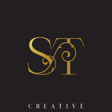 Double Initial ST Letter Silver Gold Vector Logo for Luxury Boutique Branding