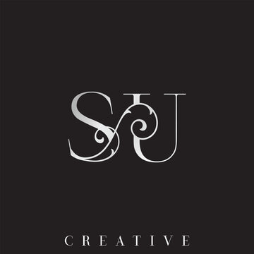 Luxury Silver Gold SU Initial Vector Logo for Wedding and Beauty Branding