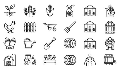 Fototapeta premium Modern Agriculture Thin Stroke Icon Pack