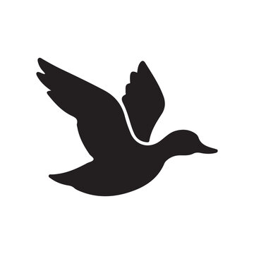 flying duck bird silhouette logo vector