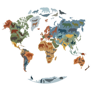 Animal World Map Illustration