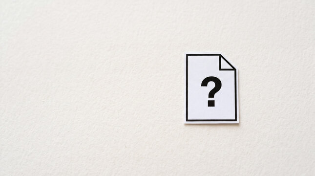 Minimalist paper icon with question mark for help or inquiry