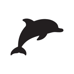 A clean, black silhouette of a dolphin leaping © Taufikur