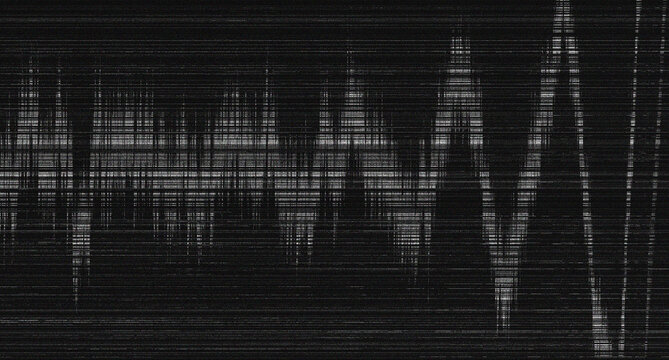 Monochrome Glitch Art Texture with Geometric Pixel Mosaic Effect