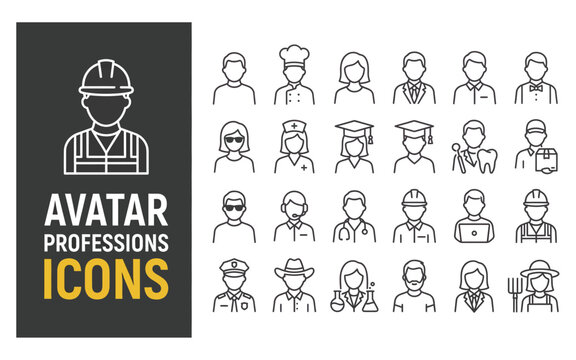 Professional Avatar Icons Set for Diverse Career Occupations