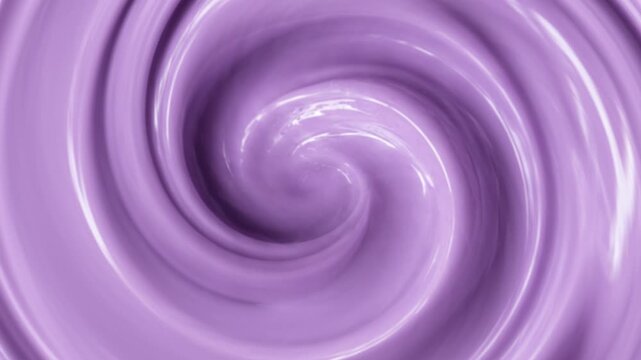Ultra Realistic Lavender Taro Cream Spiral Swirl Texture with Glossy Smooth Purple Dessert Surface, Premium Velvety Yogurt Vortex, Macro Food Animation Loop