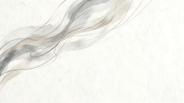Abstract ink wash and fine line composition on textured paper