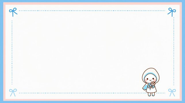 Small hooded character pink bow frame template.
