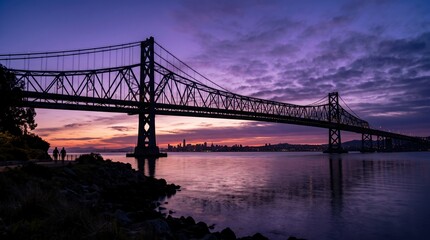 Naklejka premium Bay Bridge and San Francisco Skyline at Twilight