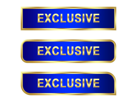 Blue gold luxury exclusive text label object set element isolated on white background