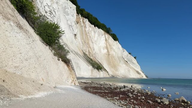 White chalk cliffs and beach at Mons Klint (Mons Klint), Denmark