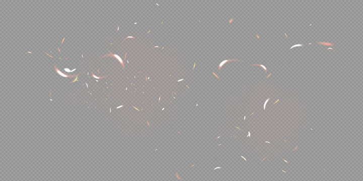Dynamic Burst of Golden Fire Sparks and Burning Embers Swirling on Transparent Background.