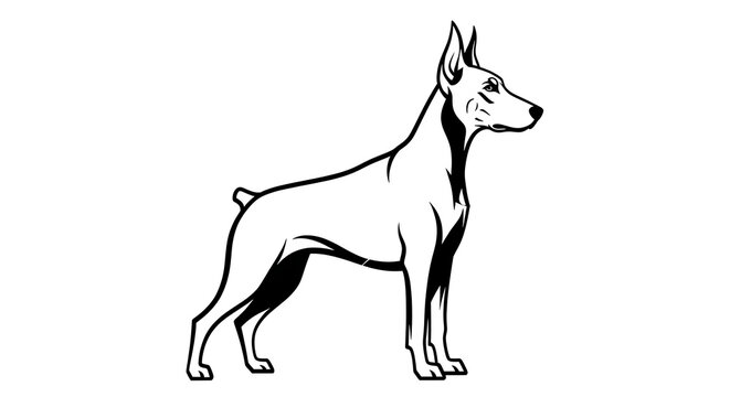 Black and white outline of a german shepherd dog standing