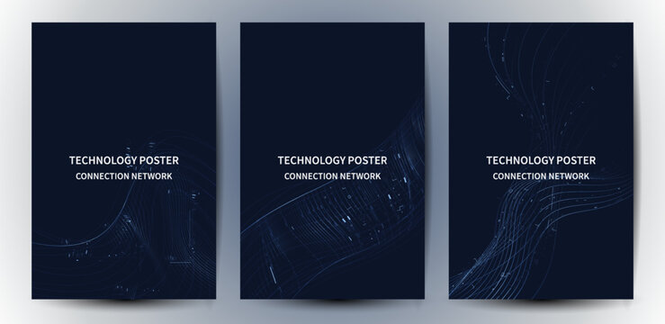 Futuristic digital glowing blue lines technology background with Innovation and connection network background for tech event poster or presentation product business