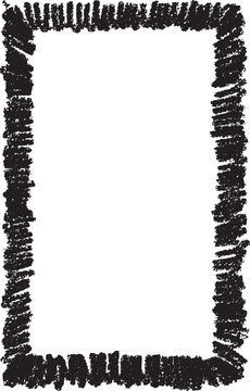 Dense crayon frame with rough brush border. Black crayon border with white space for photos and text